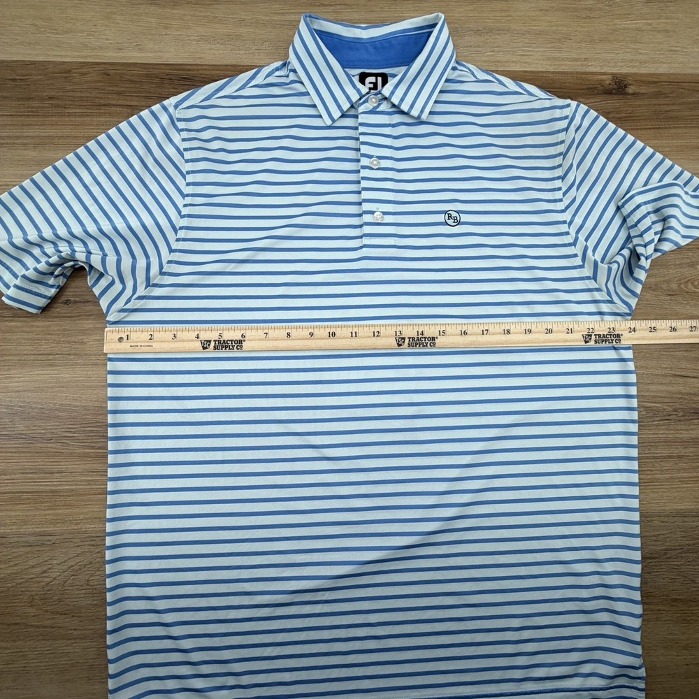 FootJoy Golf Polo Men's Large Blue White Stripe Stretch Performance‎ - Picture 6 of 7